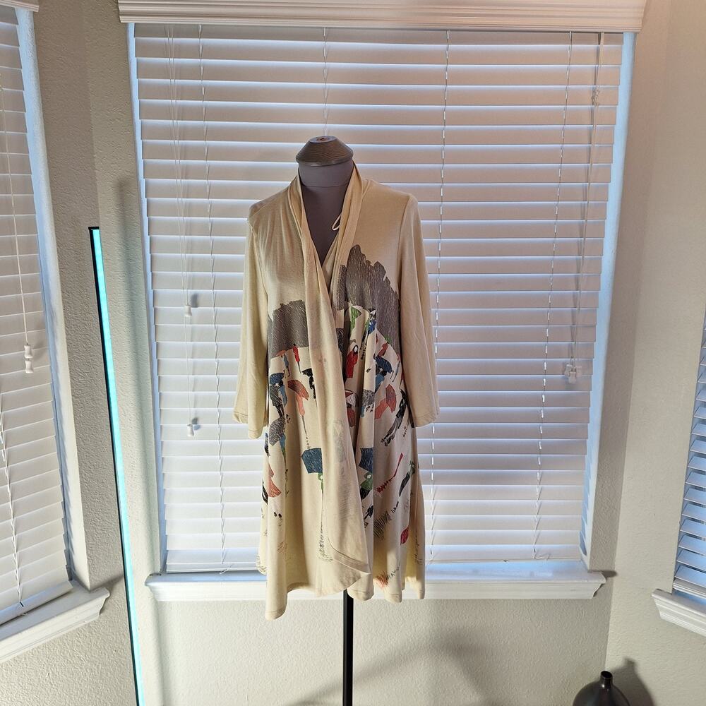 A Walk In The Park Size XL Open Front Long Light Duster Caridgan Sweater - Picture 9 of 12